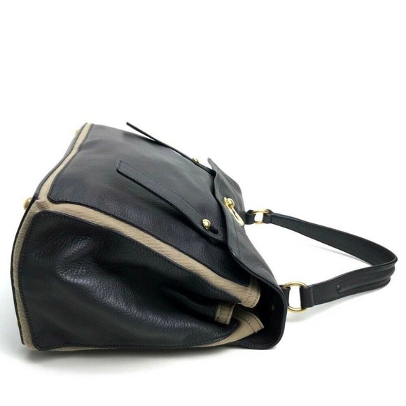 Authentic YVES SAINT LAURENT 229680 Muse 2 Shoulder Bag Hand Bag Dark Gray x Bei - Picture 5 of 10